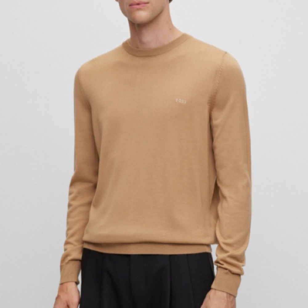 BOSS Men's Knitted Wool Brown Sweater